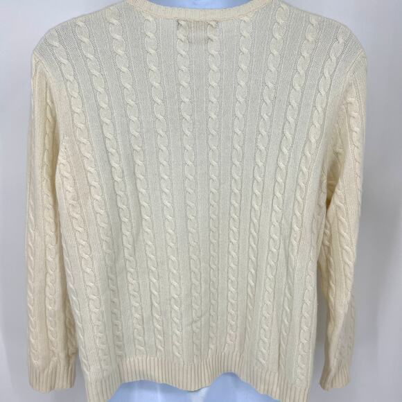 Vintage Lauren Ralph Lauren 100% Cashmere Cream V Neck Sweater 2XL **READ** - Picture 3 of 8